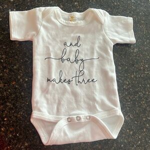 First Baby and Baby Makes Three Onesie Pregnancy Gift Gender Neutral